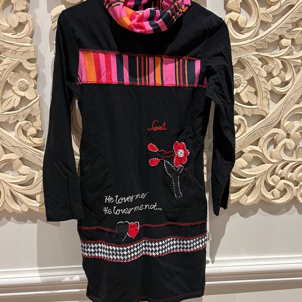 Stylish Black and Pink Striped Mini Dress